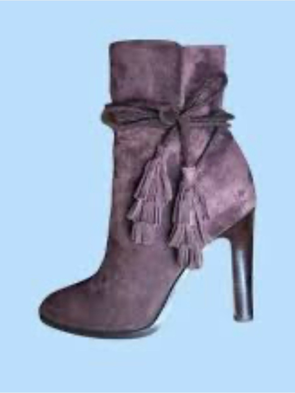 Joie Purple Suede Tassel High-Heel Ankle Boots